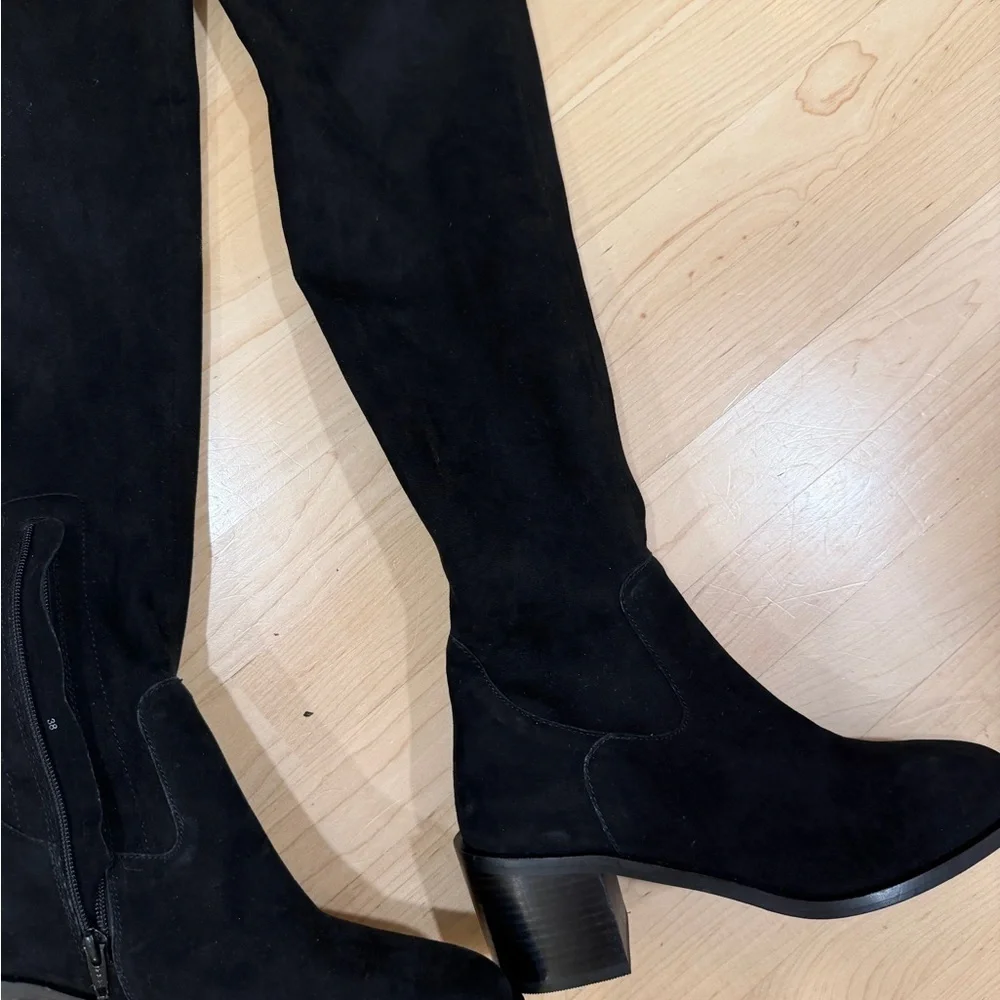 Anthropologie Black Over-the-Knee Suede Boots